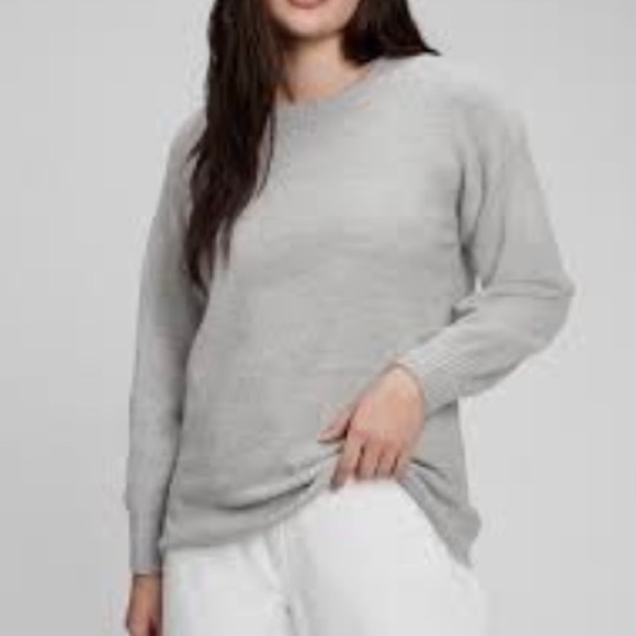 GAP Slouchy Crewneck Sweater SZ XS Petite Grey Knit Casual Comfy Winter NEW - Picture 2 of 11
